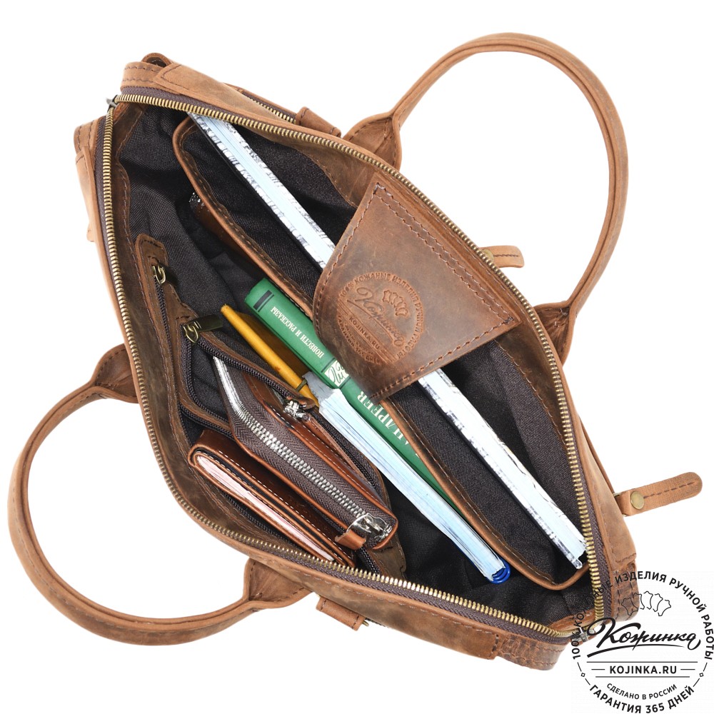  Кожаная деловая сумка "Гранд" (темно-коричневая крейзи)